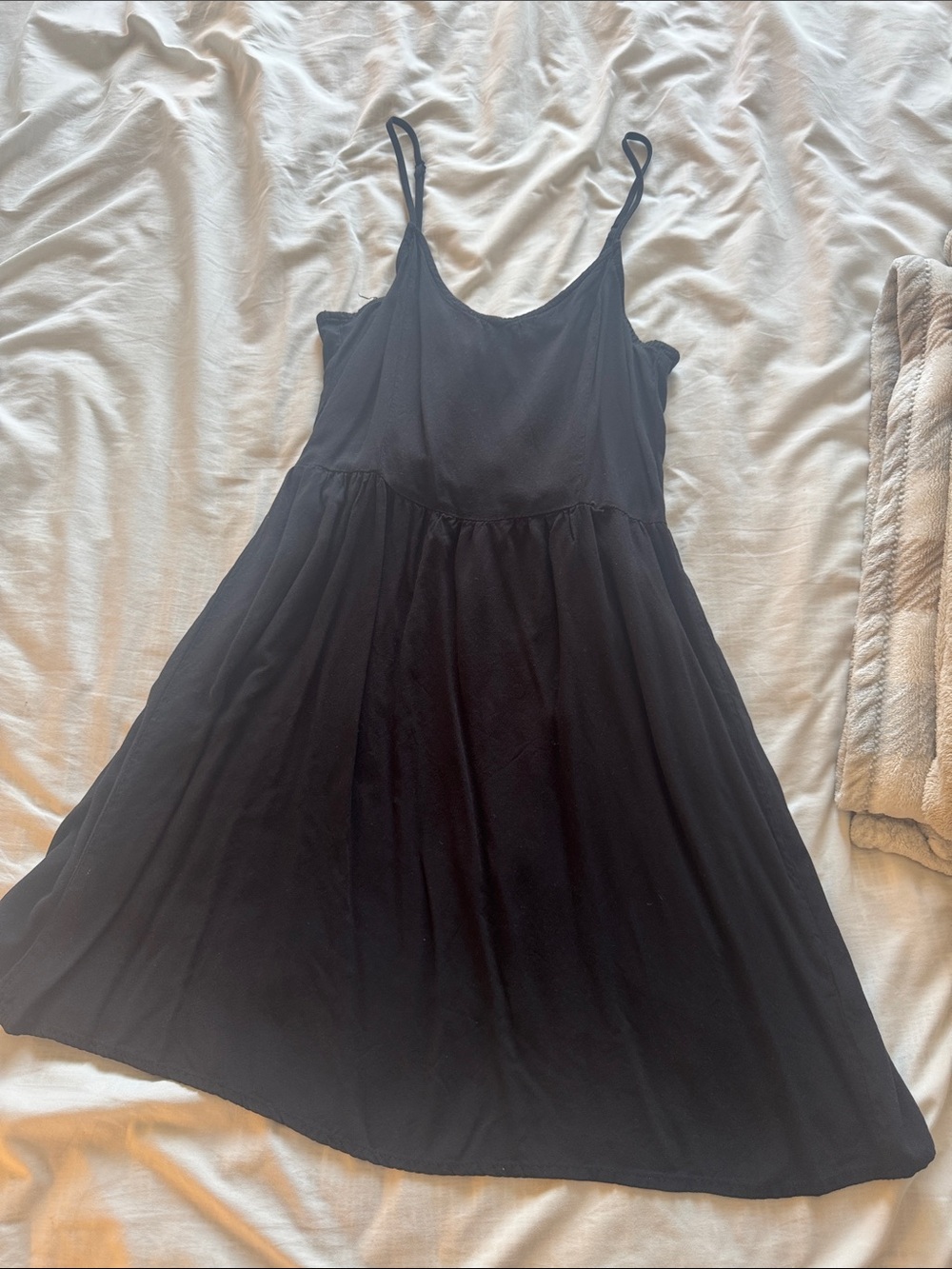 Divided Black Spaghetti-Strap Mini Dress